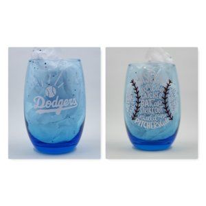 Sky Blue Dodger Stemless Wine Glass